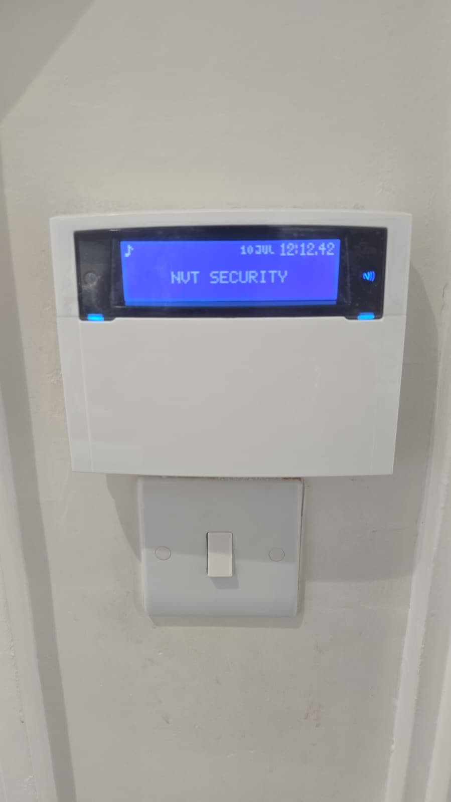 NVT Security intruder alarm keypad installed